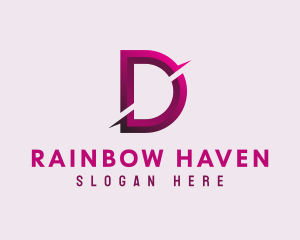 Gradient Slash Letter D logo design