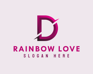 Gradient Slash Letter D logo design