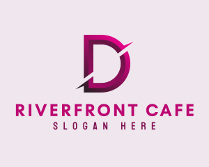 Gradient Slash Letter D logo design