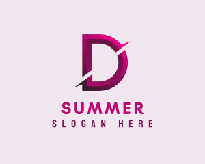 Gradient Slash Letter D logo design