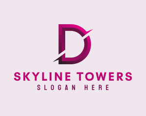 Gradient Slash Letter D logo design