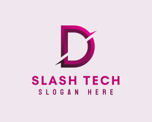 Slash - Gradient Slash Letter D logo design