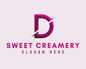 Gradient Slash Letter D logo design