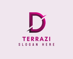 Gradient Slash Letter D logo design