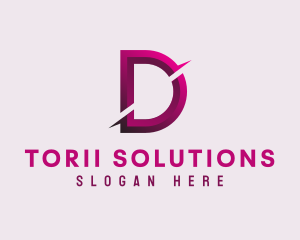 Gradient Slash Letter D logo design