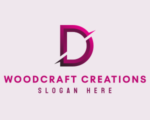 Gradient Slash Letter D logo design