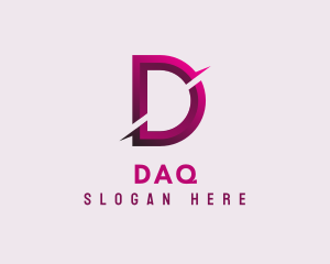 Gradient Slash Letter D logo design