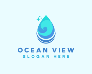 Water Droplet Wave logo design