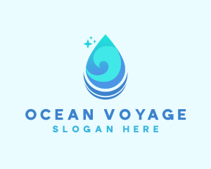 Water Droplet Wave logo design