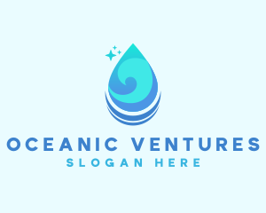 Water Droplet Wave logo design