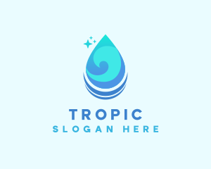 Water Droplet Wave logo design