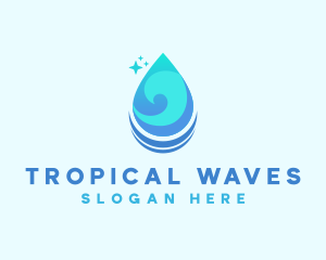 Water Droplet Wave logo design