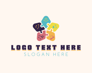 Kindergarten - Star Puzzle Emoji logo design