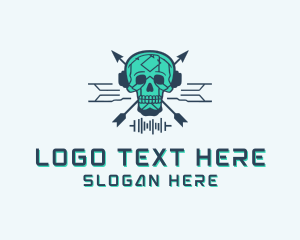 Ai - Skull Tech Circuit logo design