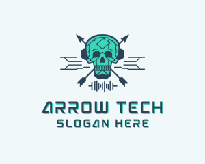 Skull Tech Circuit logo design