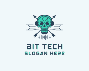 Skull Tech Circuit logo design