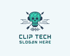 Skull Tech Circuit logo design