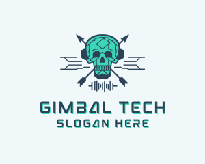 Skull Tech Circuit logo design