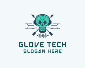 Skull Tech Circuit logo design