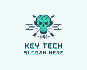 Skull Tech Circuit logo design