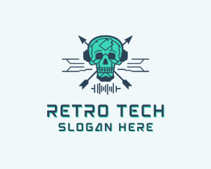 Skull Tech Circuit logo design