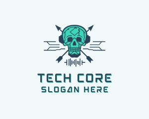 Skull Tech Circuit logo design