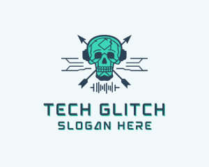 Skull Tech Circuit logo design