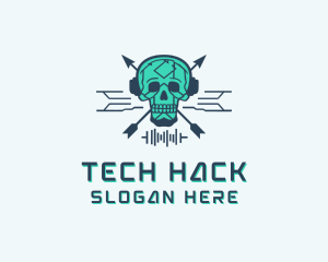 Skull Tech Circuit logo design