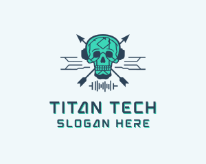 Skull Tech Circuit logo design