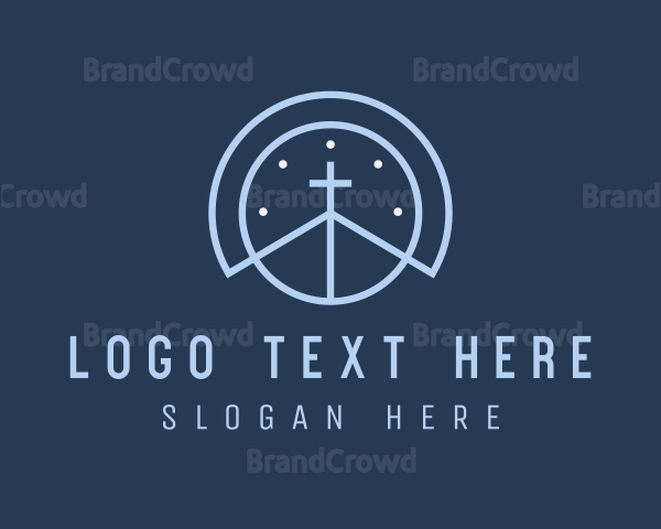 Blue Religious Crucifix Logo