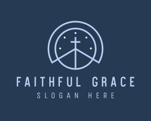 Religious - Blue Religious Crucifix logo design