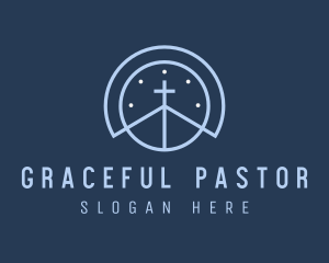 Pastor - Blue Religious Crucifix logo design