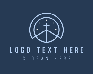 Blue Religious Crucifix logo design