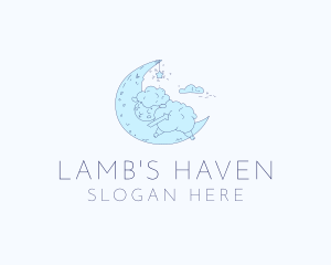 Lamb - Sheep Lamb Moon logo design