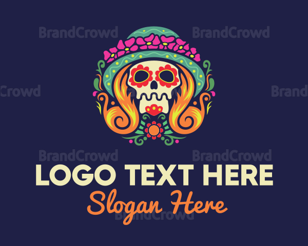 Mexican Calavera Festive Skull Logo