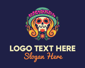 Calacas - Mexican Calavera Festive Skull logo design