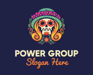 Mexican Calavera Festive Skull Logo