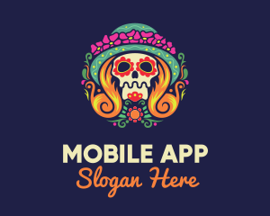 Mexican Calavera Festive Skull Logo