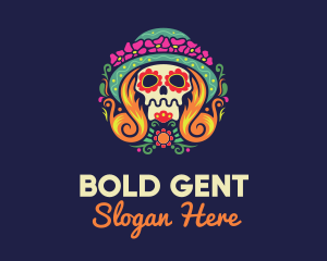 Mexican Calavera Festive Skull logo design