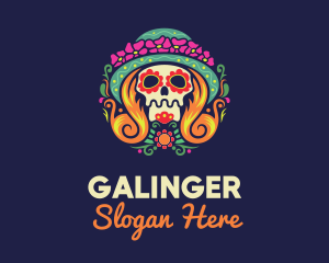 Nation - Mexican Calavera Festive Skull logo design