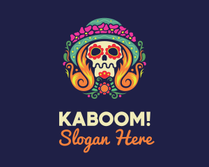 Mexican Calavera Festive Skull logo design