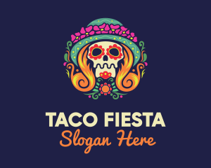 Mexican - Mexican Calavera Festive Skull logo design