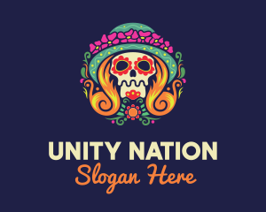 Nation - Mexican Calavera Festive Skull logo design
