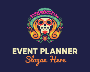 Destination - Mexican Calavera Festive Skull logo design