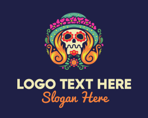 Tour Guide - Mexican Calavera Festive Skull logo design