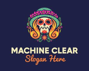Mexican Calavera Festive Skull logo design
