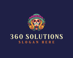 Mexican Calavera Festive Skull logo design