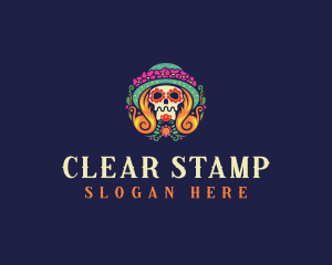 Mexican Calavera Festive Skull logo design