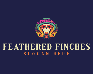 Mexican Calavera Festive Skull logo design