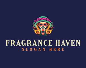 Mexican Calavera Festive Skull logo design